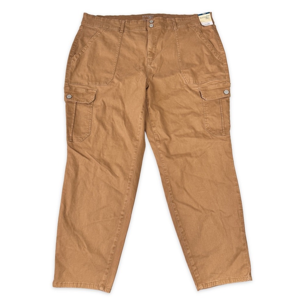 Terra & Sky Womens 22W Brown Mid-Rise Cargo Skinny Pants NWT